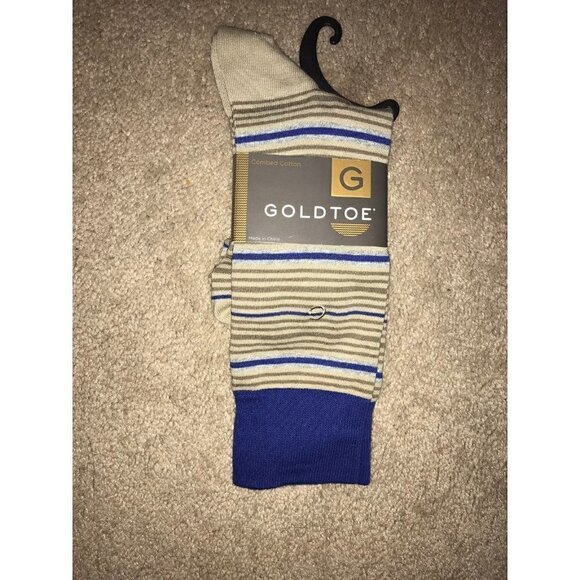 GOLD Toe Men's Striped Dress Socks - Picture 2 of 9